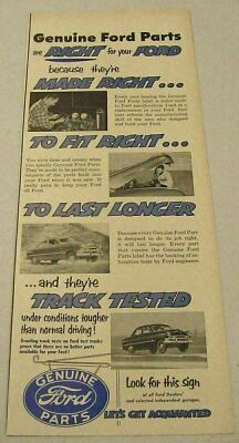 #ad #ad 1952 Print Ad Genuine Ford Parts Cars on Test Track amp; Mechanics $14.16