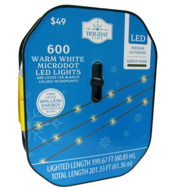 Holiday Time Warm White LED Microdot String Lights Holiday Lighting, 600 Count