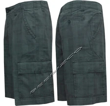 New Mens 100% Cotton Check Cargo Combat Shorts 5 Pockets Zip Fly Pants 30"- 38"