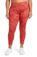 Z By Zella Women's Plus Leggings Red Couture Brush Stroke High Waist 3X Pocket