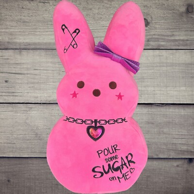 Peeps 18'' Pink Emo Peeps Bunny Rabbit Pour Some Sugar On Me Plush Stuffed Toy