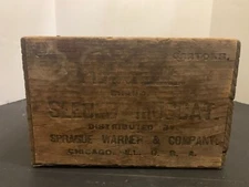 Antique Seeded Muscat Grape Wooden Crate Sprague Warner & Co. Chicago Illinois