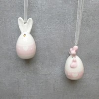Formano Deko Osterhase HäNger Hase KüKen Weiß Rosa 2Er-Set FrüHling Ostern