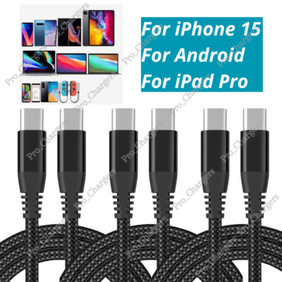 60W Braided USB-C Type C Cable PD Fast Charger For iPhone 15 Pro Android Macbook