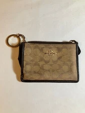 Y2K Vintage Coach ID CASE Credit Card Case Coin Purse-Key Chain SIGNATURE Brown