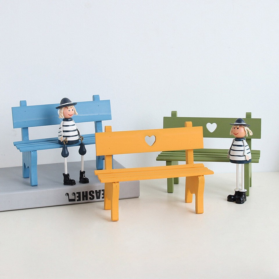 Yardwe 4 Stück Mini Gartenstühle - Holz Möbel Für Puppenhaus & Diorama Deko