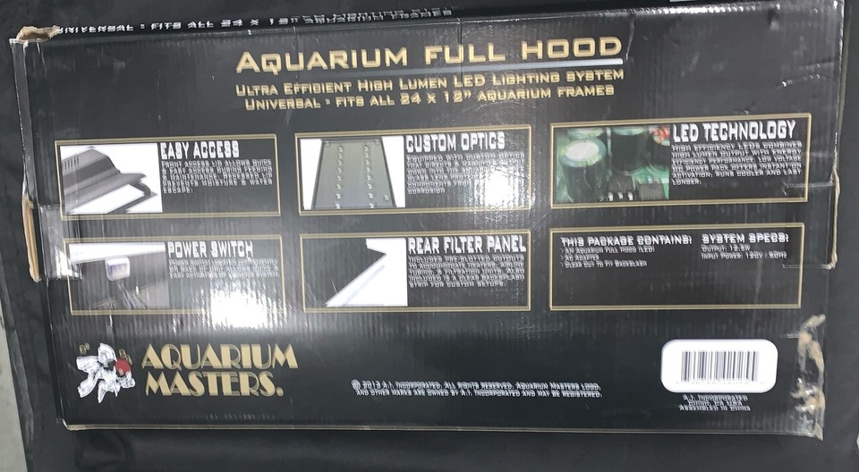 Seapora 52115 LED Full Aquarium Hood Light 8.5W Fits 24”x12” Aquarium Frames eBay