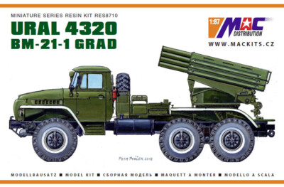 MAC 8710 Ural 4320, BM-21 Grad, Raketenwerfer, militär, NVA, Bausatz 1/87, H0, 