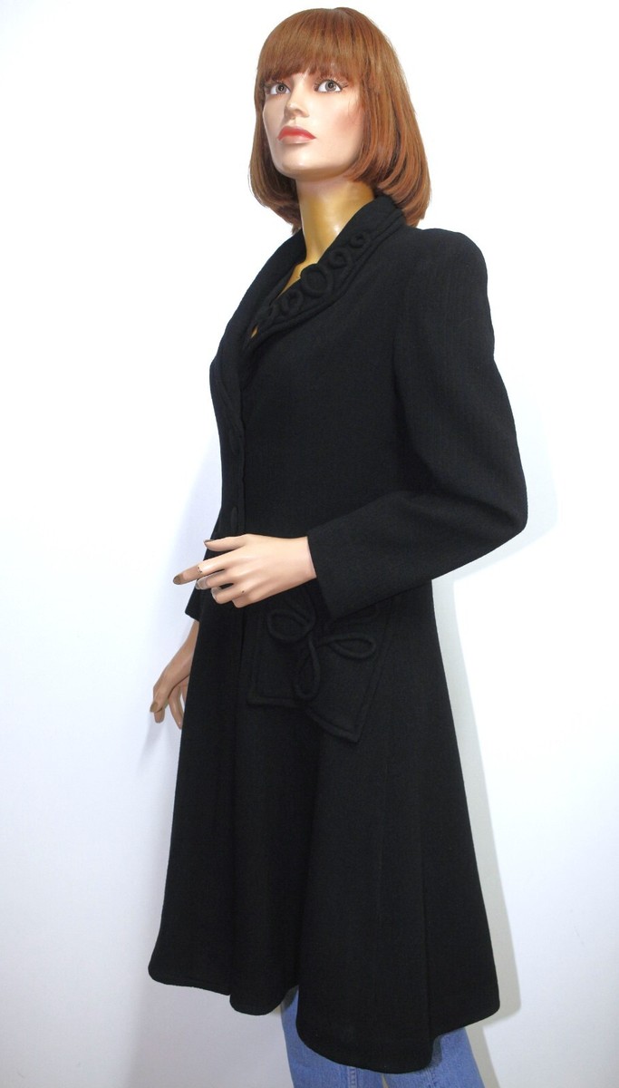 Vintage 1930s Black Wool Tailored Fitted Women's Coat Size S Vintage 1930s Black Wool Tailored Fitted Women's Coat Size S