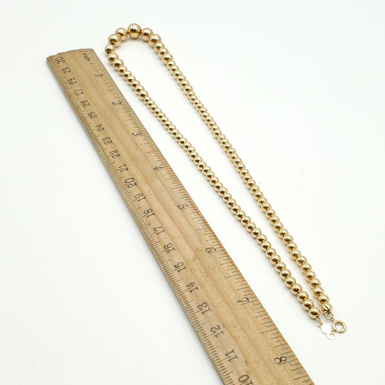 14k Gold Graduated Necklace Beaded [Solid] 16in Signed 4g eBay