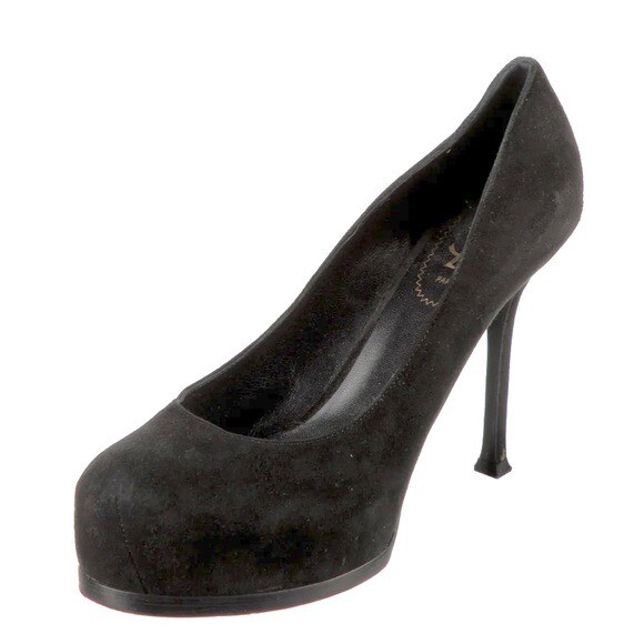 YVES SAINT LAURENT pompa donna nera scamosciata tribtoo 80 plateau misura:8 5