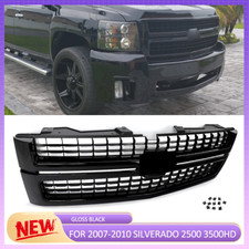 For 2007-2010 Silverado 2500 Hd 3500 Hd Gloss Black Lt Style Grille Assembly New