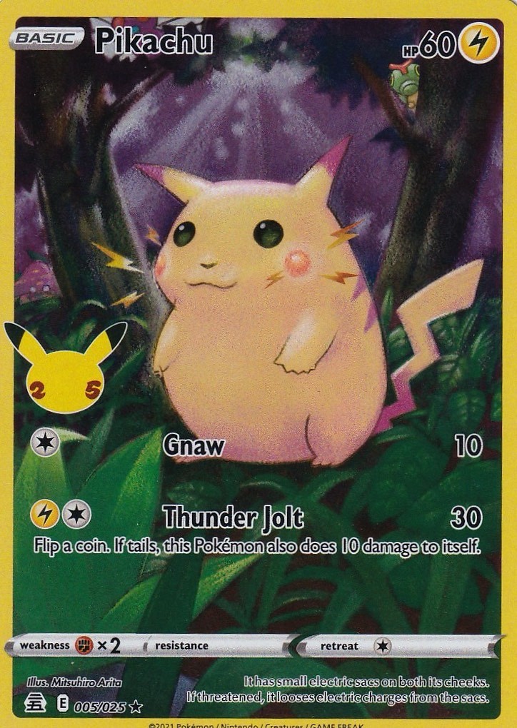 Pikachu 5/25 Pokemon Celebrations 25th Anniversary Base Set Full Art Card