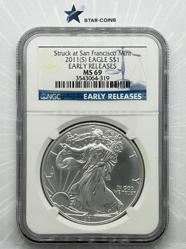 2011(S) Silver Eagle NGC MS69 Struck at San Francisco Early Releases