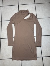 Shein Tan Women Turtle Neck Dress Size Xsmall With Opening On Left Shoulder