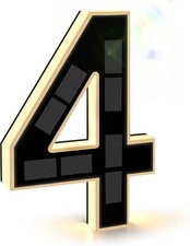 ISUNMEA 9 Inch Solar Lighted House Numbers for Outside, Light Up 9IN, 4-Black