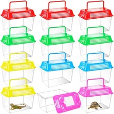 12Pcs Plastic Reptile Terrarium Carrier Cage, Tarantula Enclosure Snake