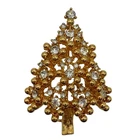 Eisenberg Clear Rhinestone Christmas Tree Brooch Pin Gold Tone Signed Vintage