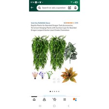 Reptile Plants for reptile Tank Accessories, Hanging Plants with Suction Cups