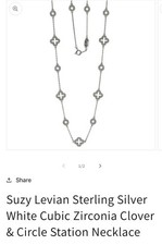 Suzy Levian Sterling Silver White CZ Clover &...