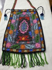 ANTIQUE BEADED Art Deco Purse w Fringe