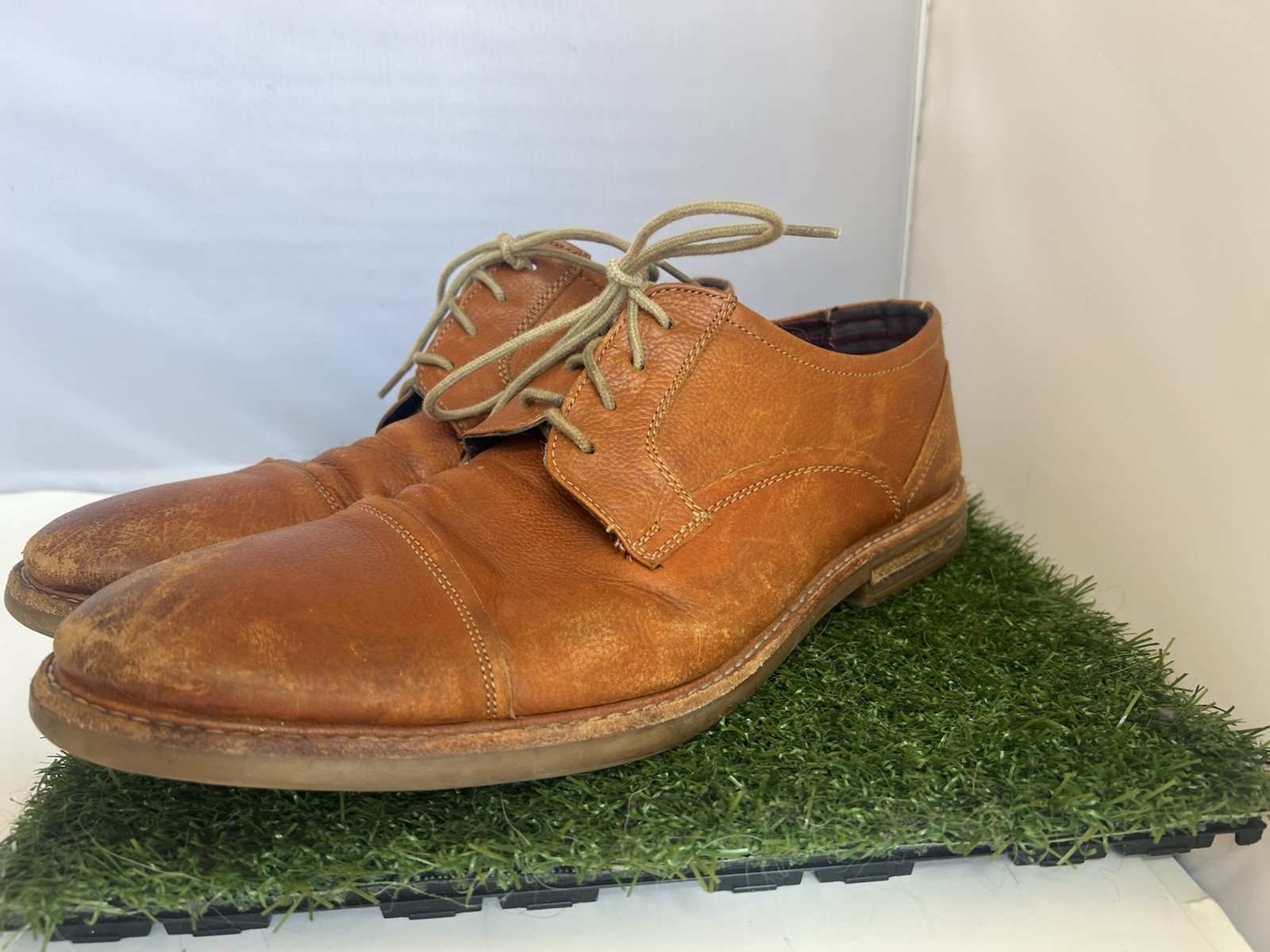 SAOLA BEN SHERMAN BRENT STRINGATO IN PELLE MARRONE OXFORD taglia 10