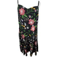 Womens Dark Cottagecore Floral Tiered Mini SunDress Sz XL Strappy Boho Folkart