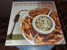 Kitchen Selectives-14"heated Chip&dip Tray W/removeable Stoneware Bowl New!