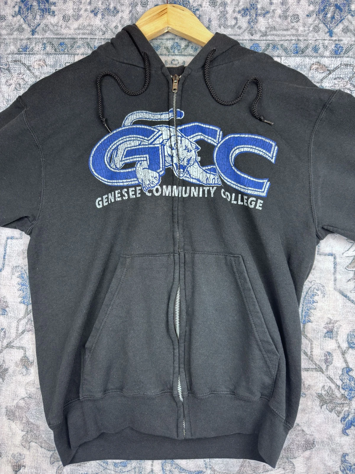 Champion GCC Collegiate Full Zip Hoodie Black Mens Small