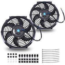 10 Inch Universal Slim Fan Push Pull Electric Radiator 12V 10 Inch-Black-2PCS