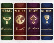 4Pcs Church Banners for Sanctuary Wall Welcome Inspirational Religious Banner...
