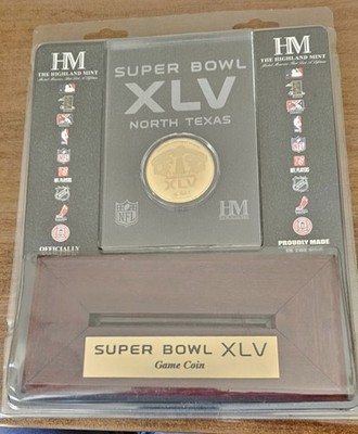 MIB Super Bowl XLV Highland Mint 24kt Gold Plated Medal Coin  with holder