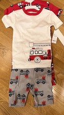 2 pcs Set Carter  s Fire Truck Kids Toddler Boy Cotton Pajama Sleepwear,Size 4/4T
