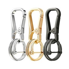 Heavy Duty Metal Keychain with Key Rings and D Ring Carabiner Hook Holder