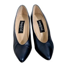 Vintage 90's Kenneth Cole Dark Blue Leather Pointed Pumps Size 7B