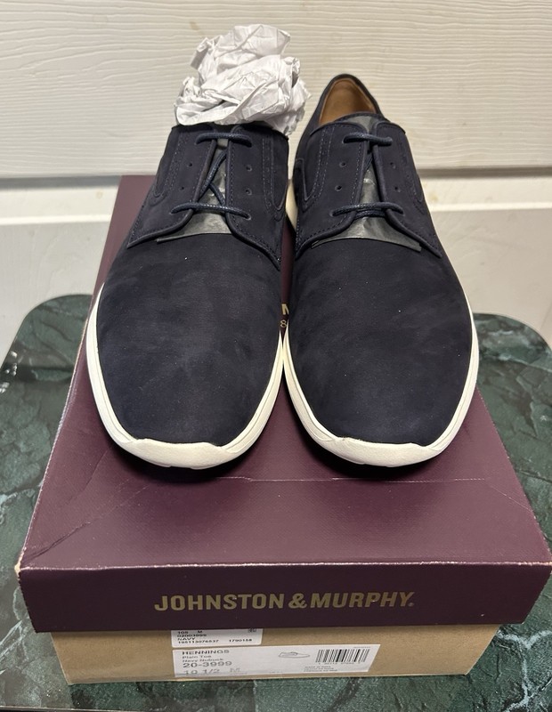 Johnston & Murphy Men’s Hennings 10.5 Navy Suede Casual Dress Shoes 20-3999