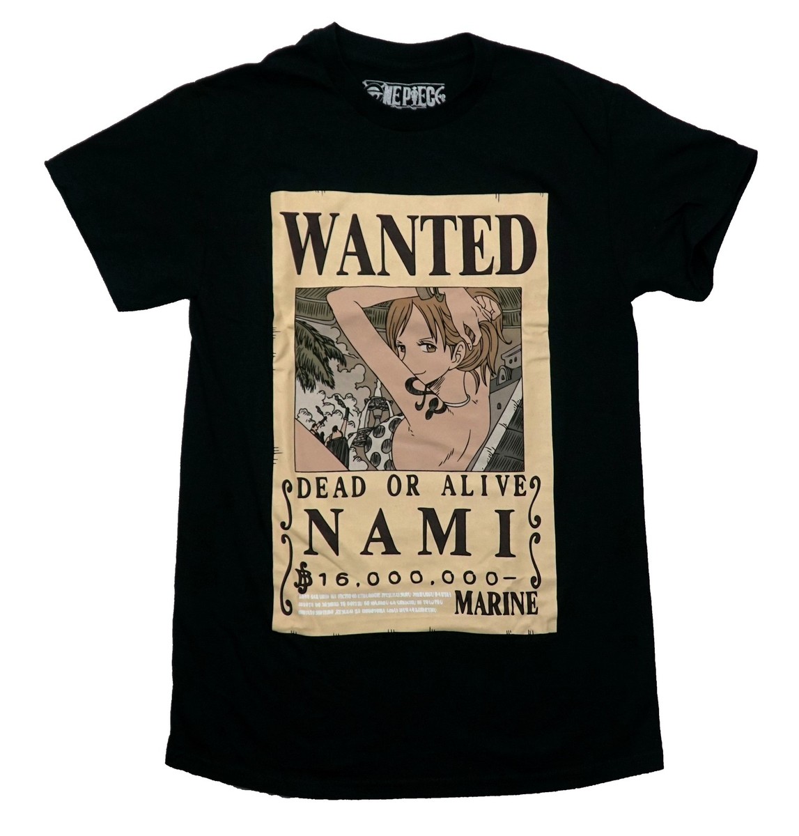 One Piece New Adult T-Shirt - Nami Wanted Dead or Alive Poster | eBay