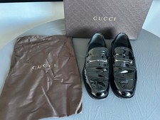 Gucci mens patent leather vintage loafers size 8 with orig box 