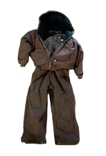 Berne Insulated Overalls Jacket Set Youth Sz S 7 Brown Canvas Chore Coat 