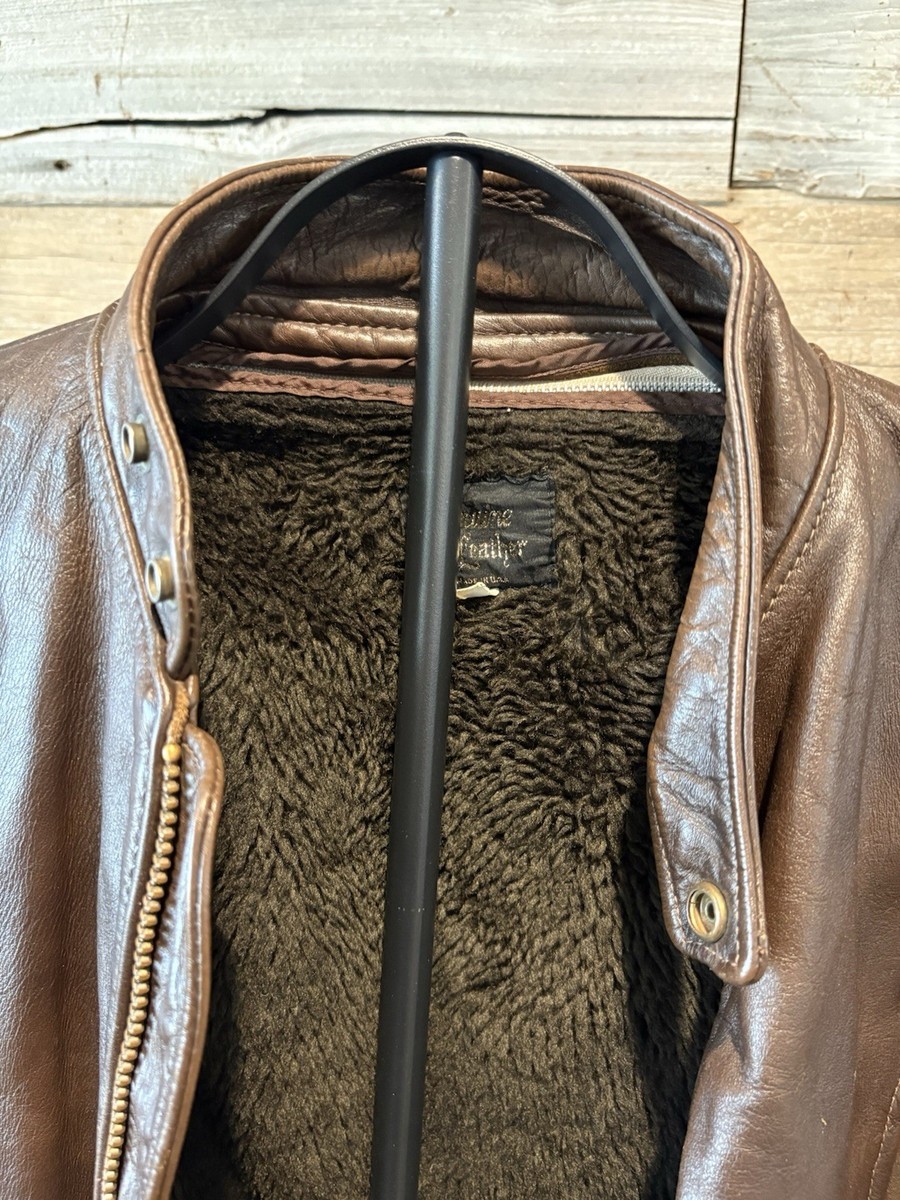 Vintage Cafe Racer Leather Motorcycle Jacket Brown Talon Zip Men