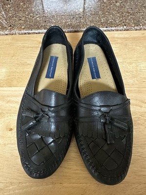 Giorgio Brutini Austin Woven Black Leather Loafers Shoes Dress Tassel Kiltie, 12