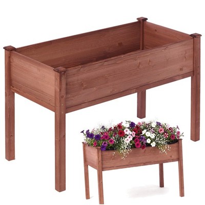 Elevated Raised Garden Bed - Wooden Planter Box for Vegetable Herb Flower Fruit