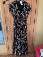 Baltic Born Women's Black Floral Dress Medium Brand New With Tags 