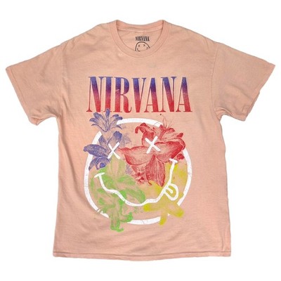 Womens Nirvana Pink Flower Short Sleeve Tee Shirt T-Shirt | eBay