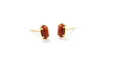 Kendra Scott Emilie Stud Earrings Gold Orange Goldstone NEW $40 9608802153