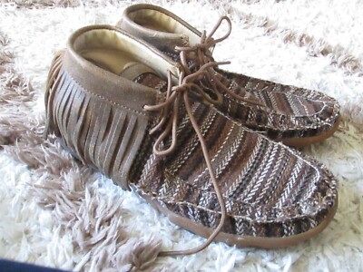 Twisted X Shoes Womens M Serape Fringe Driving Moccasin WDM0106  Multicolor