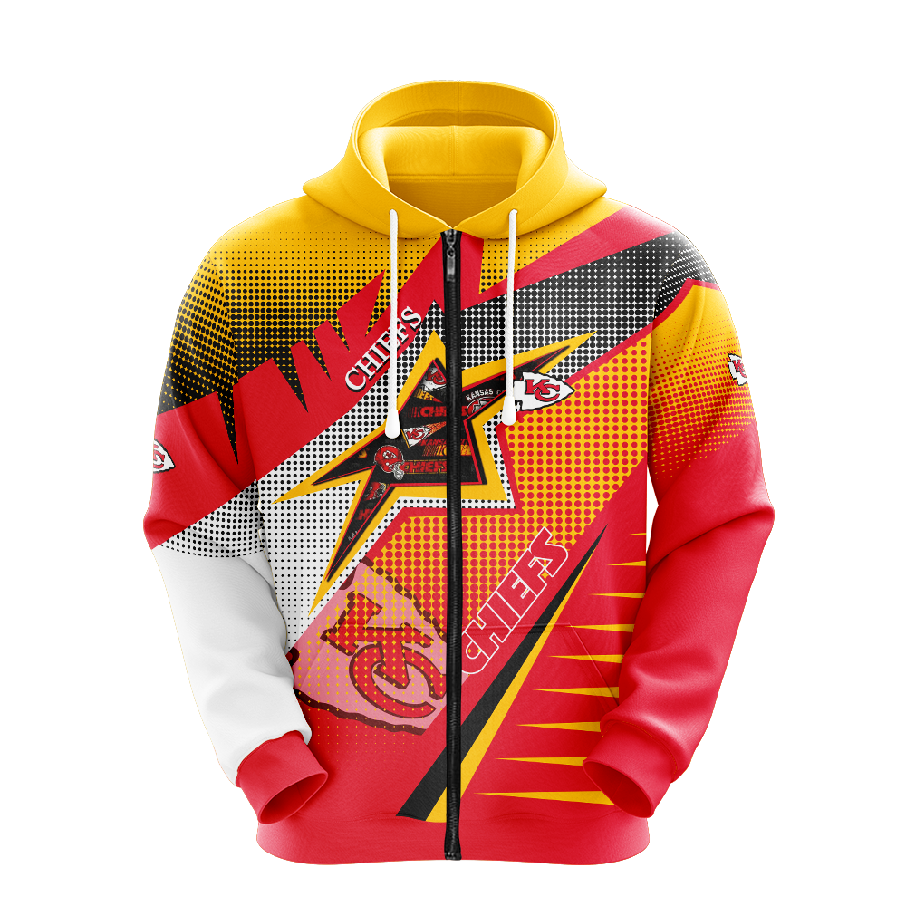 Kansas City Chiefs Men Hooded Zipper Hoodie Sports Sweatshirts Jacket