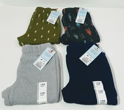 Cat & Jack Toddler Boys Fleece Pull-On Pants 18 Months 4PK (2 Joggers & 2 Pants)
