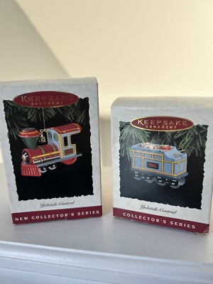 Hallmark 1994 1995 Yuletide Central Locomotive Train Tin Christmas Ornament LOT