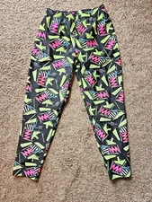 80s Ski Pants Tyrolia By Head Vintage Neon Day Glo Women's size Large